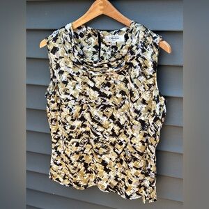 Kasper Black and Cream Graphic Sleeveless Tank Top